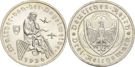 3 Reichsmark 1930 A Vogelweide Jaeger 344 Vorzüglich-Stempelglanz