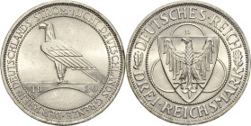 3 Reichsmark 1930 D Rheinlandräumung Jaeger 345 Vorzüglich-Stempelglanz