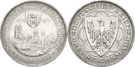 3 Reichsmark 1931 A Magdeburg Jaeger 347 Kl. Randfehler, vorzüglich-Stempelglanz