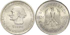 3 Reichsmark 1931 A Stein Jaeger 348 Avers Kratzer, vorzüglich/fast Stempelglanz