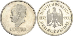 3 Reichsmark 1932 A Goethe Jaeger 350 Polierte Platte