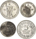 5 und 3 Reichsmark 1925 D Rheinlande Jaeger 321, 322 2 Stück. Sehr schön-prägefrisch