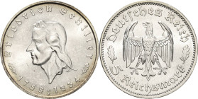 5 Reichsmark 1934 F Schiller Jaeger 359 Kl. Kratzer, vorzüglich-Stempelglanz
