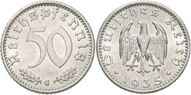 Kleinmünzen
 50 Reichspfennig 1935 G Jaeger 368 Fast Stempelglanz