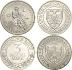 Weimarer Republik
Lot-2 Stück 3 Reichsmark - 1926 A Lübeck und 1930 A Vogelweide Jaeger 323, 344 Fast vorzüglich-fast Stempelglanz