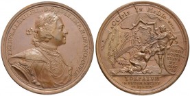 RUSSIAN EMPIRE AND FEDERATION. Peter I, 1682-1725. Bronze medal 1704. On the Capture of Dorpat, 14 July 1704. Dies by T. Ivanov (copy). Laureate and a...