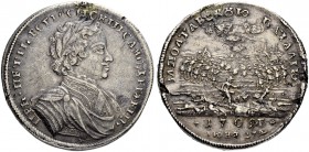RUSSIAN EMPIRE AND FEDERATION. Peter I, 1682-1725. Silver medal 1709. Award medal on the Battle of Poltava. Dies by S. Gouin and G. Haupt. Laureate an...