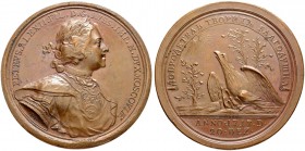RUSSIAN EMPIRE AND FEDERATION. Peter I, 1682-1725. Bronze medal 1717. On the Establishment of the Colleges. Dies by T. Ivanov. Laureate and armored bu...