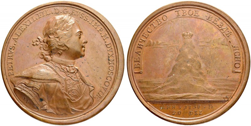 RUSSIAN EMPIRE AND FEDERATION. Peter I, 1682-1725. Bronze medal 1718. On the Res...