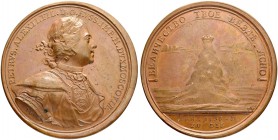 RUSSIAN EMPIRE AND FEDERATION. Peter I, 1682-1725. Bronze medal 1718. On the Restoration of Public Order. Dies by T. Ivanov. Laureate and armored bust...