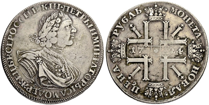 RUSSIAN EMPIRE AND FEDERATION. Peter I, 1682-1725. Rouble 1724, St. Petersburg M...