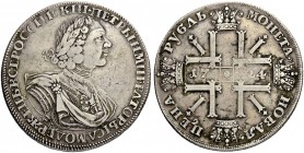 RUSSIAN EMPIRE AND FEDERATION. Peter I, 1682-1725. Rouble 1724, St. Petersburg Mint. "Sun Rouble". 28.12 g. Bitkin 1320 (R1). Diakov 1450 (R2). Dav. 1...