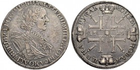 RUSSIAN EMPIRE AND FEDERATION. Peter I, 1682-1725. Rouble 1725, St. Petersburg Mint. "Sun Rouble". 28.80 g. Bitkin 1375 (R). Diakov 1559 (R1). Dav. 16...