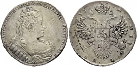 RUSSIAN EMPIRE AND FEDERATION. Anna, 1693-1740. Rouble 1733, Kadashevsky Mint. 25.96 g. Bitkin 64. Diakov 31 var. Dav. 1671. 2 roubles according to Pe...