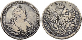 RUSSIAN EMPIRE AND FEDERATION. Anna, 1693-1740. Poltina 1738, St. Petersburg Mint. No Mintmark. 12.72 g. Bitkin 243 (R). Diakov 3. Edge nick. Fine-ver...