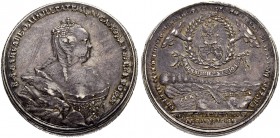 RUSSIAN EMPIRE AND FEDERATION. Elizabeth, 1709-1762. Silver medal 1743. On the Peace with Sweden. Award medal. Crowned bust in a mantle to right. Rv. ...