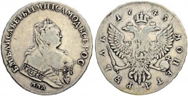 RUSSIAN EMPIRE AND FEDERATION. Elizabeth, 1709-1762. Rouble 1745, Red Mint. 25.06 g. Bitkin 117. Dav. 1678. Very fine. Рубль 1745, Красный МД. 25.06 г...