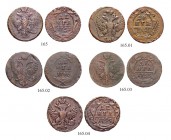 RUSSIAN EMPIRE AND FEDERATION. Elizabeth, 1709-1762. Denga 1746, Red Mint. Denga 1753 Red Mint, Denga 1748, 1749, 1751 Ekaterinburg Mint. Bitkin 356, ...