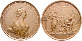RUSSIAN EMPIRE AND FEDERATION. Catherine II, the Great, 1729-1796. Bronze medal 1763. On the Establishment of the Founding Home in St. Petersburg. Die...