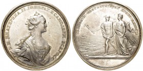 RUSSIAN EMPIRE AND FEDERATION. Catherine II, the Great, 1729-1796. Silver medal o. J. (1767). On the Permission of Tax-Free Import of Bread from Livon...