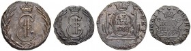 RUSSIAN EMPIRE AND FEDERATION. Catherine II, the Great, 1729-1796. Denga 1768, Suzun Mint, KM. Polushka 1769, Suzun Mint, KM. Bitkin 1173, 1212 (R). E...