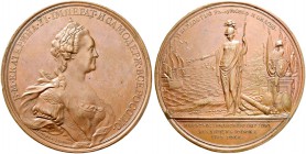 RUSSIAN EMPIRE AND FEDERATION. Catherine II, the Great, 1729-1796. Bronze medal 1774. Peace Treaty of Küçük Kaynarca (Kuchuk Kainarji), signed on July...