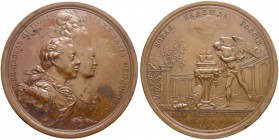RUSSIAN EMPIRE AND FEDERATION. Catherine II, the Great, 1729-1796. Bronze medal 1776. On the second Marriage of G. D. Paul Petrovich, 26 September 177...