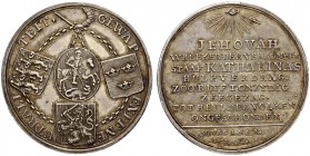 RUSSIAN EMPIRE AND FEDERATION. Catherine II, the Great, 1729-1796. Silver medal 1780. The First League of Armed Neutrality. Dies by A. van Baerli. Arm...