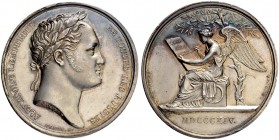 RUSSIAN EMPIRE AND FEDERATION. Alexander I, 1777-1825. Silver medal 1814. On the Stay of Alexander I to Paris. Dies by B. Andrieu. Laureate head of Al...