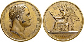 RUSSIAN EMPIRE AND FEDERATION. Alexander I, 1777-1825. Bronze medal 1814. On the Stay of Alexander I in Paris. Dies by B. Andrieu. Laureate bust to ri...