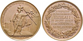 RUSSIAN EMPIRE AND FEDERATION. Nicholas I, 1796-1855. Bronze medal 1829. On the Capture of Adrianopol. Dies by C. Pfeuffer. Warrior in armor holding a...