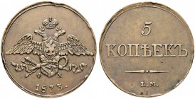 RUSSIAN EMPIRE AND FEDERATION. Nicholas I, 1796-1855. 5 Kopecks 1833, Ekaterinburg Mint, ФЧ h. 22.58 g. Bitkin 487. Some edge nicks. Good very fine. 5...