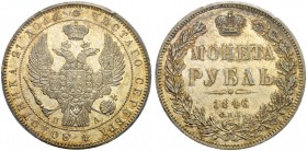 RUSSIAN EMPIRE AND FEDERATION. Nicholas I, 1796-1855. Rouble 1846, St. Petersburg Mint, ПА. Bitkin 208. Dav. 283. PCGS MS61. Рубль 1846, СПБ МД, ПА. Б...