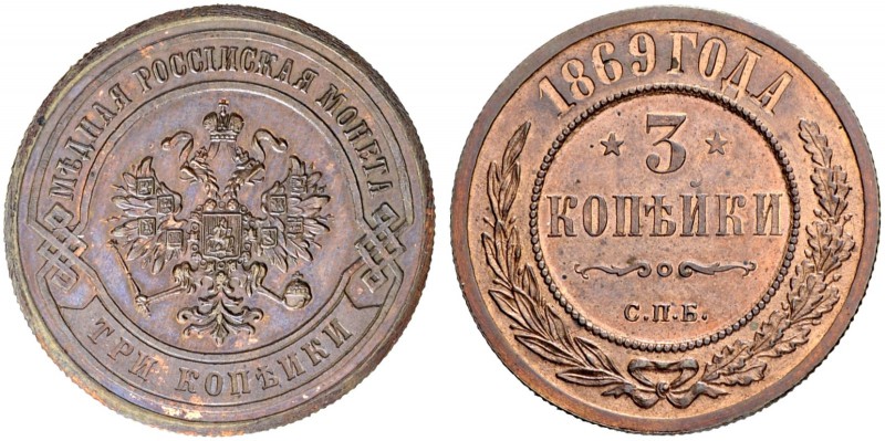 RUSSIAN EMPIRE AND FEDERATION. Alexander II, 1818-1881. 3 Kopecks 1869, St. Pete...