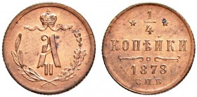 RUSSIAN EMPIRE AND FEDERATION. Alexander II, 1818-1881. 1/4 Kopeck 1878, St. Petersburg Mint. 0.90 g. Bitkin 561. Uncirculated. 1/4 копейки 1878, СПБ ...