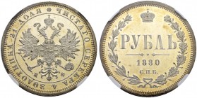 RUSSIAN EMPIRE AND FEDERATION. Alexander II, 1818-1881. Rouble 1880, St. Petersburg Mint, НФ. Bitkin 94. Dav. 289. 2 roubles according to Petrov. Very...