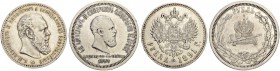 RUSSIAN EMPIRE AND FEDERATION. Alexander III, 1845-1894. Rouble 1883, St. Petersburg Mint. Coronation. 20.68 g. Rouble 1891, St. Petersburg Mint, AC. ...
