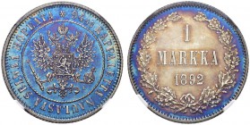 RUSSIAN EMPIRE AND FEDERATION. Alexander III, 1845-1894. 1 Markka 1892, Helsingfors Mint, L. Bitkin 231. Rare in this condition. Beautiful condition w...