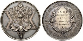 RUSSIAN EMPIRE AND FEDERATION. Nicholas II, 1868-1918. Silver medal n. d. (c. 1872, engraving of 1905). Medal of the Society for Livestock Breeding an...