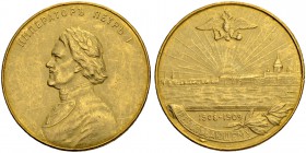 RUSSIAN EMPIRE AND FEDERATION. Nicholas II, 1868-1918. Gold medal 1909. Prize medal, commemorating the 200th anniversary of the Poltava victory. Unsig...
