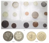 RUSSIAN EMPIRE AND FEDERATION. Lots and miscellaneous. Various coins. Small collection of Russian coins: Rouble 1846, 1848 and several minor coins of ...