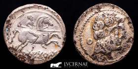 Arecoratas Fourre Denarius 3.73 g., 19 mm. Agreda, Soria 180-150 B.C. gVF