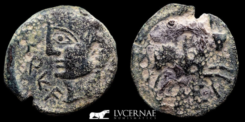 Ancient Hispania - CASTULO. Bronze As (12,60 g, 29 mm.). 50 B.C.

Male head to t...