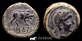 Castulo (Hispania) Bronze Quadrans 3,43 g., 16 mm. Linares 150-100 B.C. Near extremely fine