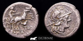 Anonymous Silver Denarius 3,66 g. 20 mm. Rome 189-180 B.C. Good very fine