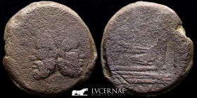 Anonymous Janus Bronze As 26.96 g. 33 mm. Rome 206-194 BC. gVF