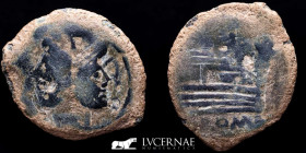 Anonymous Janus Bronze As 15.79 g. 34 mm. Rome 206-194 BC. gVF