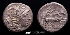 Decimius Flavus Silver Denarius 3,75 g. 18 mm. Rome 150 B.C. gVF
