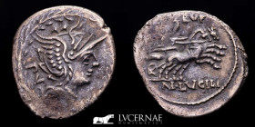 M Lucilius Rufus Silver Denarius 3.70 g. 22 mm. Rome 105 B.C. Good fine
