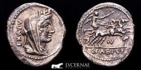 C. Fabius C.f. Hadrianus Silver denarius 3,82 g. 21 mm. Roma 102 B.C. extremely fine